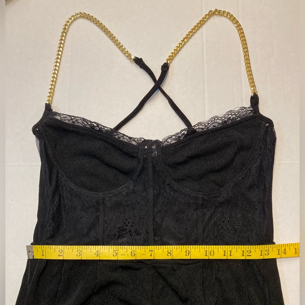 Cider Size Large Lace Corset Chain Cross Strap Wide Leg Jumpsuit - Picture 10 of 13